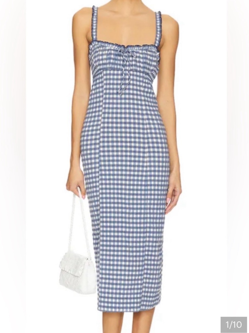🛍️sale🛍️Free people Lucinda plaid midi dress indigo combo NWT SZ L